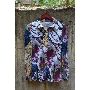 Alberto Makali Crinkle Button-Up Blouse – Size M